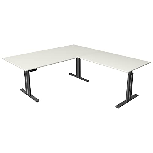 Kerkmann Move.3 Corner Desk | Electric Height Adjustable | Anthracite Frame | H x W x D 720-1200 x 2000 x 1000 mm | White | Standing & Sitting Table | Office Work Table
