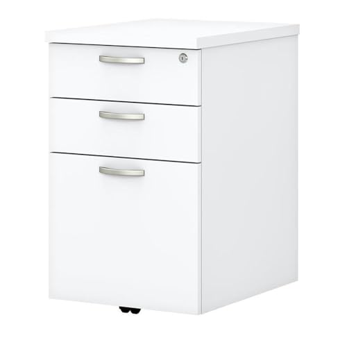 Bush Business Furniture Easy Office 3 Drawer Mobile File Cabinet in Pure White