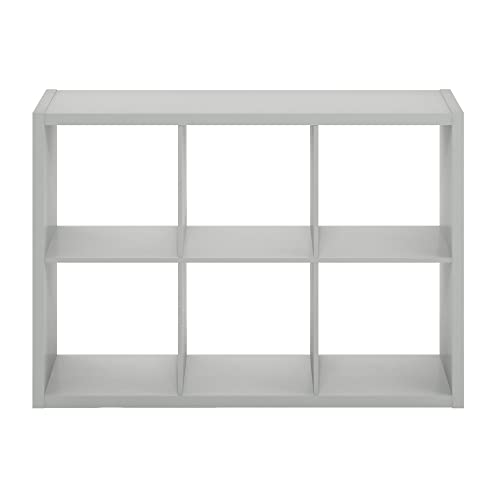 Furinno CUBICLE 6-Cube Book Shelf, Extra Thick Frame Bookshelf, Light Grey