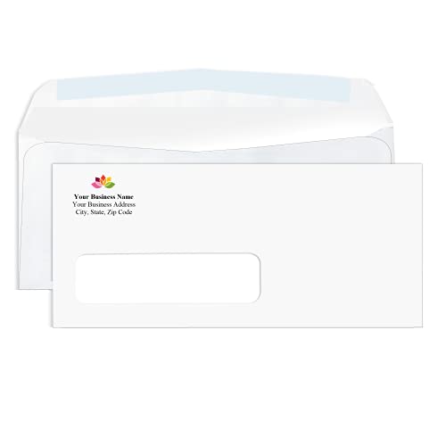 Aimoh #10 Custom Left Window Envelopes Personalized with Logo/Text, 500ct