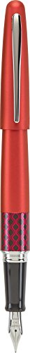 PILOT MR Retro Pop Collection Fountain Pen in Gift Box, Red Barrel with Wave Accent, Fine Point Stainless Steel Nib, Refillable Black Ink (91432)