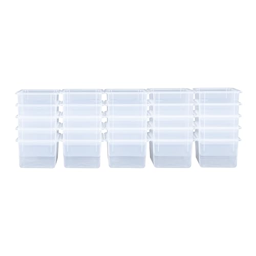 Wood Designs Cubby Storage Bin, Heavy Duty Plastic Containers for Kids Translucent Clear Cubby Tray Set of 25