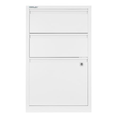 Bisley 3-Drawer Flush Front Vertical File Cabinet - Traffic White