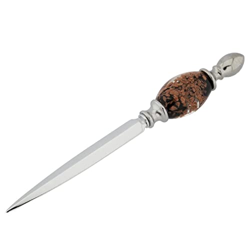 Glass Of Venice Murano Glass Letter Opener - Black Sparkles