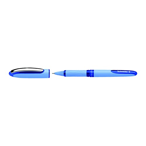 Schneider One Hybrid N Rollerball Pen, 0.3 mm Hybrid Needle Tip, Light Blue Barrel, Blue Ink, Box of 10 Pens (183403)