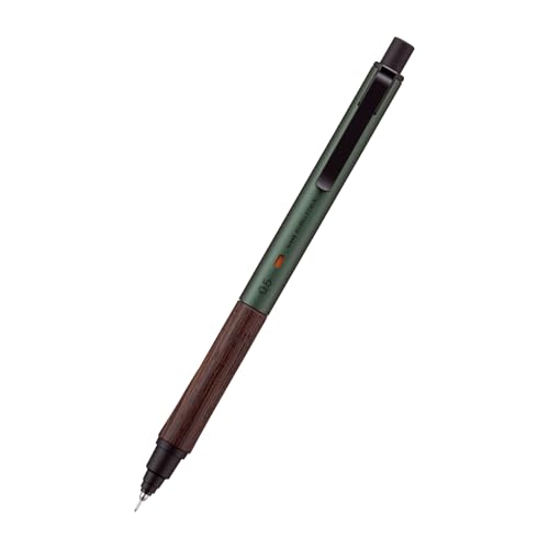 Uni Kuru Toga Wood, 0.5mm Mechanical Pencil, Auto Lead Rotation, Wooden Grip and Metal Body, Forest Green (M5KW1P.88)