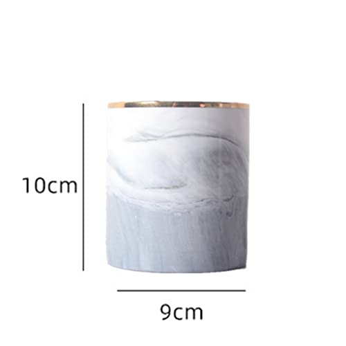 GFHSKRPL Desktop Make-up Organiser Ceramic Marbled Gold Rimmed Pencil Holder Make-up Brush Storage Bin