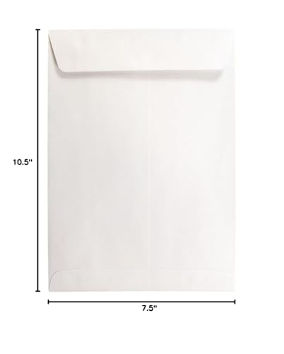 JAM PAPER 7 1/2 x 10 1/2 Open End Catalog Commercial Envelopes - White- Bulk 1000/Carton