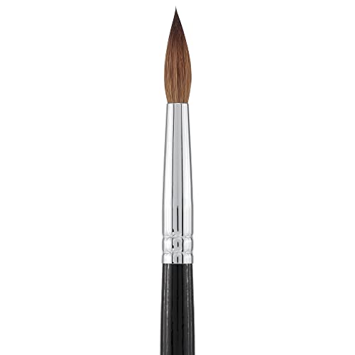 Creative Mark Rhapsody Kolinsky Sable Brushes for Professional Watercolorists - Round # 8 Excellent Spring, Full Belly, Split-Proof Points, Chrome Ferrules, Short Handle, English Sizing