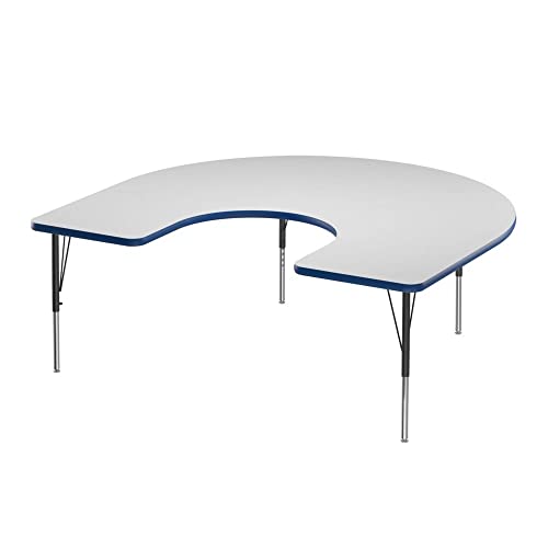 Correll 60" x 66" Horseshoe Dry Erase Activity Table, Markerboard/Blue