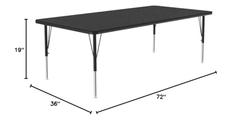 Correll 36" x 72" Rectangular HPL Activity Table, Black Granite/Black