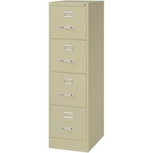 Scranton & Co 22" 4-Drawer Metal Letter Width Vertical Filing Cabinet in Beige, Lockable, Sturdy Steel Construction, Office or Home Use, Durable Letter Size File Storage