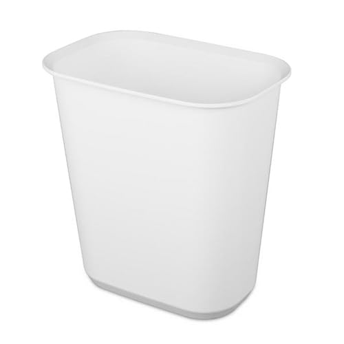 Sterilite Rectangular Wastebasket 5.5 Gallon, White, 18 Pack