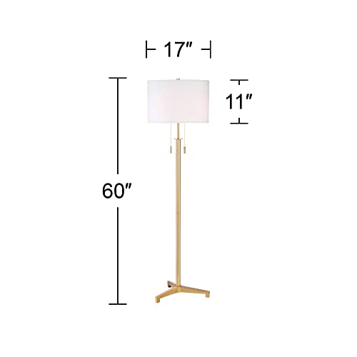 Possini Euro Design Encino 60" Tall Antique Brass Modern Tripod Floor Lamp