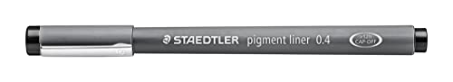 STAEDTLER 308 04-9 Pigment Liner Fineliner Pen for Writing & Technical Drawing - Black, 0.4mm (Box of 10)