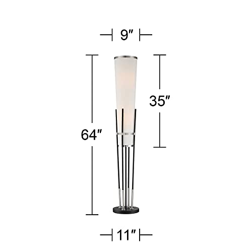Flute 64" Tall Black and White 2-Light Modern Floor Lamp