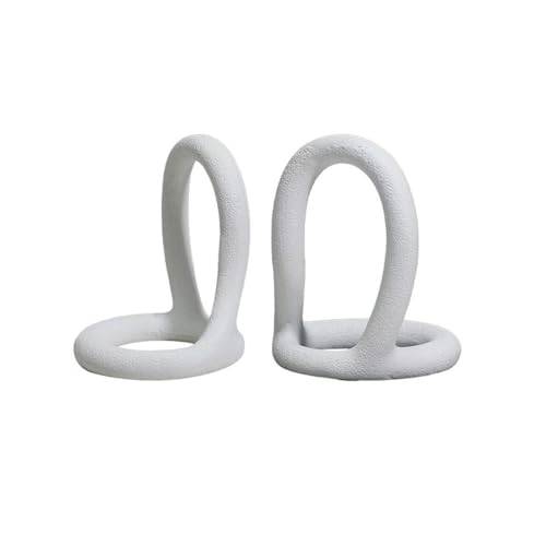 Book Organizer Book Ends, Desk Decoration Minimalist Ring Resin Bookends for Home, Library(White)