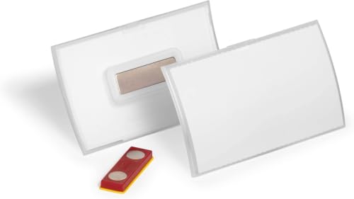 Durable Click Fold Name Badge 54 x 90 mm with Magnet Anti-Twist Polypropylene Pack of 10 Transparent Ideal for Events and Exhibitions 826019