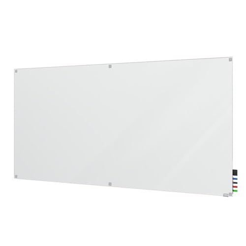 4'x8' Harmony Frosted Glass Whiteboard, Square Corners, 4 Markers and Eraser