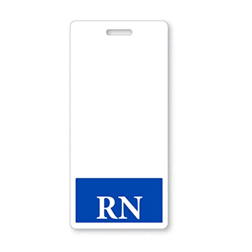 Bulk 50 Pack - RN Registered Nurse Vertical Hospital ID Badge Buddies for Nurses with Blue Background by Specialist ID