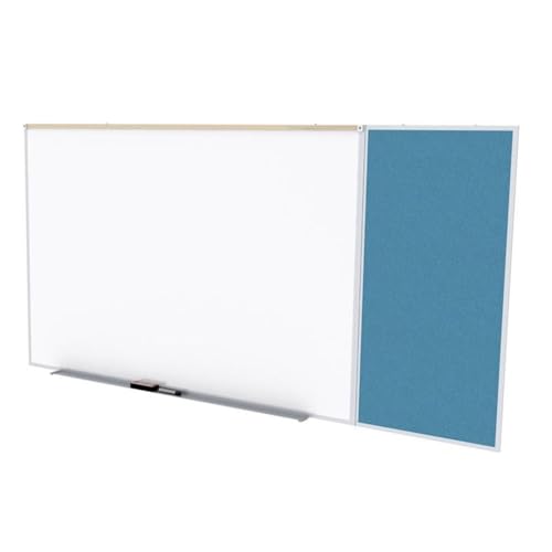 Ghent SPC48C-V-191 4 ft. x 8 ft. Style C Combination Unit - Porcelain Magnetic Whiteboard and Vinyl Fabric Tackboard - Ocean