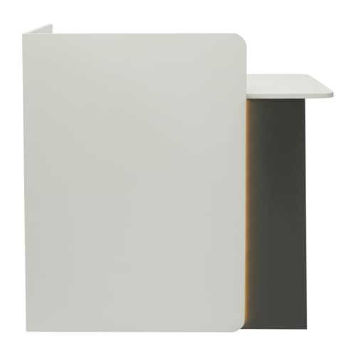 Reception Desk with Counter, Modern Front Desk Reception Room Table with LED Light, Lockable Drawer, Cable Hole, Retail Counter for Checkout, Office, Beauty Salon, Lobby, 39.37*17.72*39.37in (Grey)