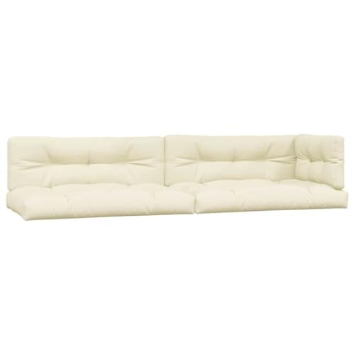 fsahslih 5-Piece Pallet Cushion Set, Cream Polyester Extra Thick Furniture Pads for Outdoor Patio Sofa and Garden Seating, 2 Seat 2 Back and 1 Side Cushion, 31.5 x 47.2 x 3.9 Inches