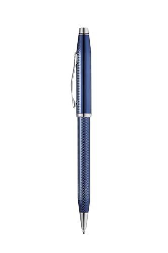 Cross Century II Polished Translucent Cobalt Blue Sandblasted Engraved Diamond Pattern Surface Ballpoint Pen - Professional Pen - Smooth Writing - Comfortable Grip, Engraveable panel, Luxury gift box.