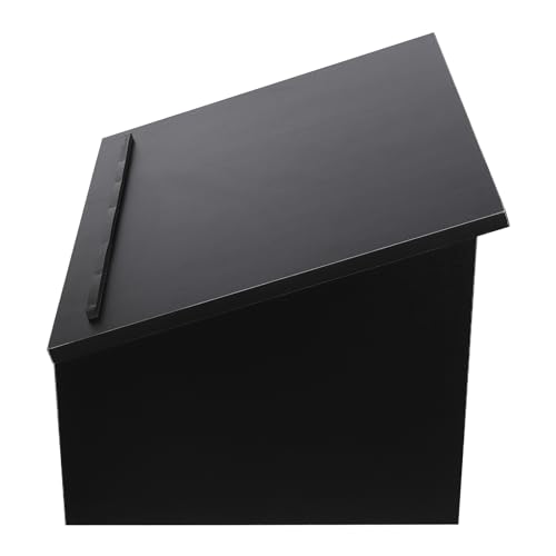 Portable Tabletop Lectern & Podium Stand with Bookstop, Foldable Design & Storage Shelf for Teacher, Speaker, Presentation, Classroom & Office Use (Black)