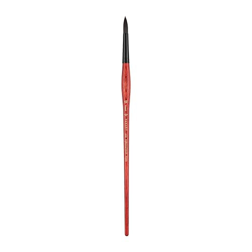 Pan Art Round Brush, Wood/Metal, Red, No.12