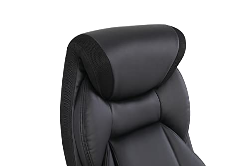 Office Star ECH Series Executive Bonded Leather Office Chair with Lumbar Support and Padded Height Adjustable Arms, Black with Silver Coated Nylon Base