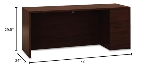 HON 105903RNN 10500 Series Full-Height Right Pedestal Credenza, 72w x 24d x 29-1/2h, Mahogany