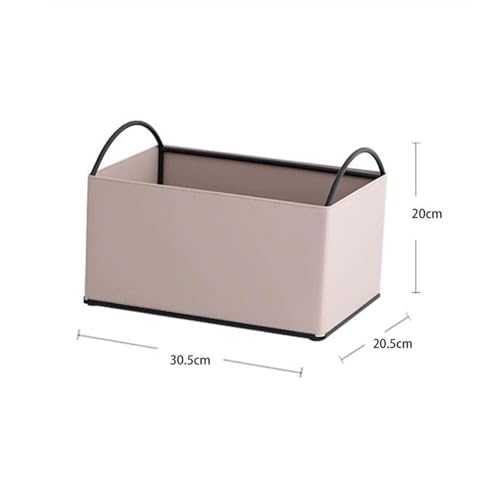 Desktop Bookshelf Iron and Leather Multipurpose Books Storage Box with Handles Record Organiser Crate