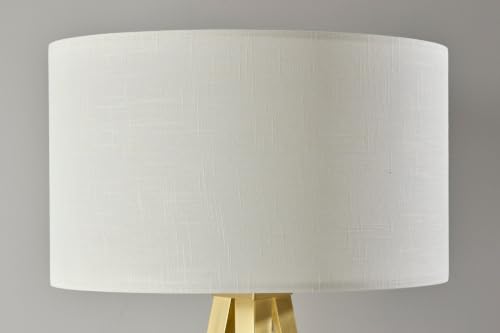 Adesso Antique Brass Floor Lamp with Off-White Fabric Shade