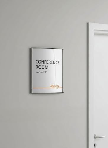 SET OF 3, OFFICE SIGN HOLDER DOOR OR WALL MOUNT NAME PLATE FRAME DISPLAY CURVATURE PLAQUE SILVER ALUMINUM, 8.5" W x 11" H