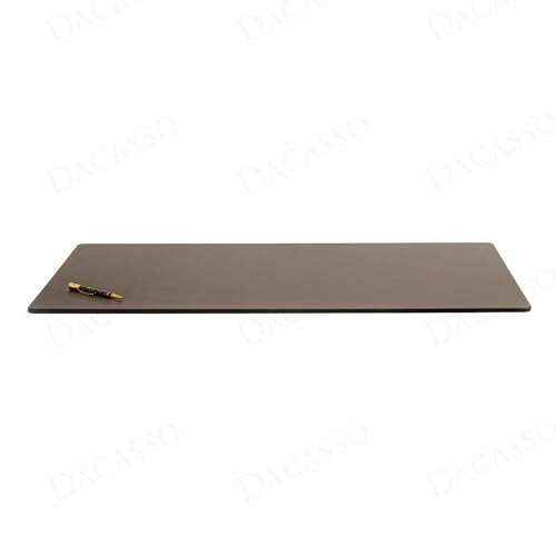 Dacasso 34” x 20” Luxury Brown Leatherette Desk Mat w/Out Side Rails - Executive Desk Surface Protector - Faux Leather Desk Pad Blotter for Writing