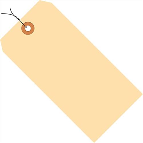 3 3/4 x 1 7/8" 13 Pt. Manila Shipping Tags - Pre-Wired