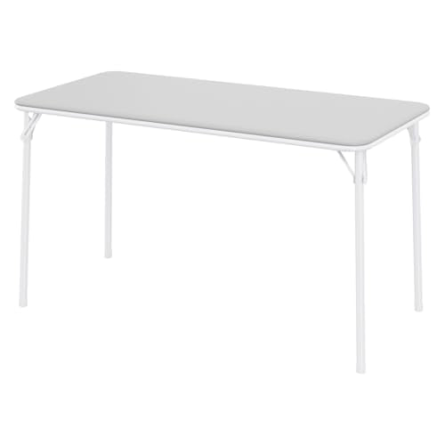 dainslef 4 FT Grey Folding Table, Heavy Duty Foldable Tables with PU Leather, Metal Frame Portable Desk Indoor Outdoor, for Party, Banquet, Picnic, Camping, Wedding