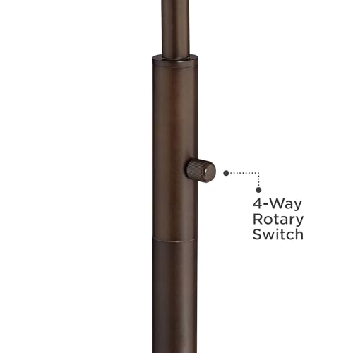 71 1/2" Tall Black Faux Silk and Bronze Modern Arc Floor Lamp