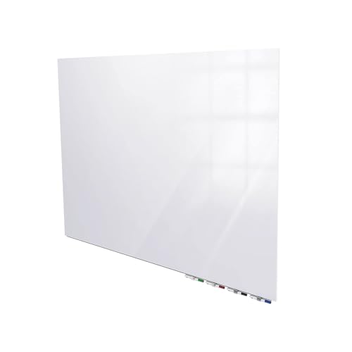 Aria 4'H x 5'W Low Profile 1/4" Glass Whiteboard - Horizontal White - 4 Markers and Eraser