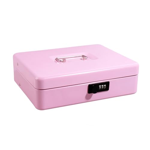 Key Lock Box Safe Storage Waterproof Organizer Secret Cabinet Outdoor Money,Money Tin with Cash with Coin Tray for Petty Coins Notes