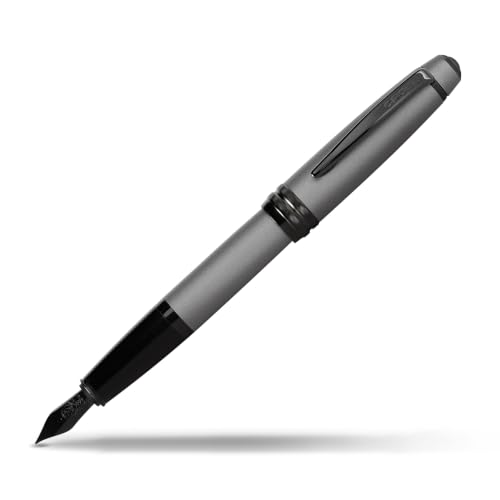 Cross Bailey Matte Gray Lacquer Medium Nib Fountain Pen, Black Ink