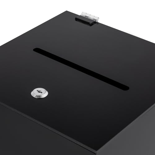 NEATOOM Acrylic Black Donation Box, 10x10x10 Inch
