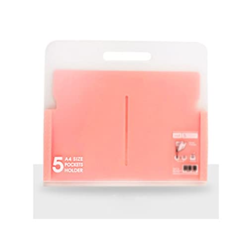 EoxinDm Plastic Folders,Budget Binde, Candy Color 5 Pocket File Folder Expanding Wallet PP Folder Portable Document Bag Office File Storage Bag Files Organizer (Color : Gris) (Color : Pink)
