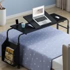 CeRaBuRET Cross-Bed Stretchable Lazy Computer Desk, Mobile Laptop Rolling Desk Cart Computer Table Stand Adjustable Height Storage Multi-Functional Mobile Desk for Bedroom Office