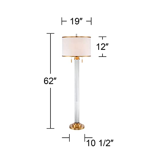 Cadence 62" Tall Satin Brass and Crystal Column Floor Lamp