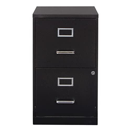OSP Home Furnishings 2 Drawer Locking Metal File Cabinet, Black