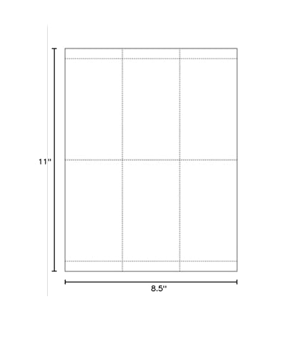 Print-Ready Index Cards (2-5/6" x 5"), 6-UP, Perfed for Separation on 8-1/2" x 11" White 65lb Cover Paper - 100 Sheets (600 Index Cards)