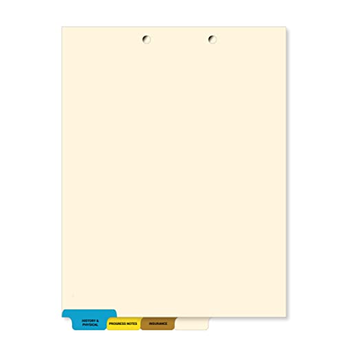 Bottom Tab Medical Chart Dividers, Set of 4, Color-Coded, 100 Sets/Box
