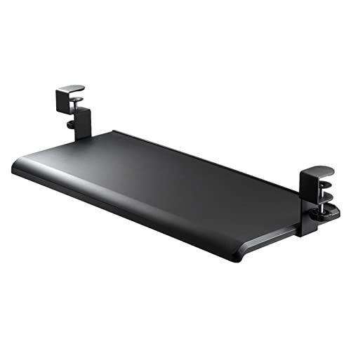 GAZOGJ Keyboard Tray Under Desk Clamp-On Keyboard Drawer Platforms - Push-Pull Keyboard Tray Sliding Under Desk - Ergonomic for Home Office,Easy to Install Desk Extender,Adjusta,